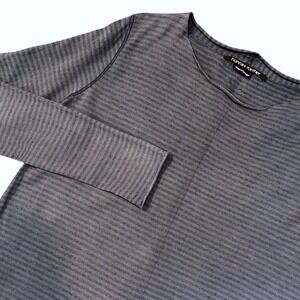 Hannes Roether Cotton Linen Striped Slub Knit Shirt Avant Garde Minimalist Small